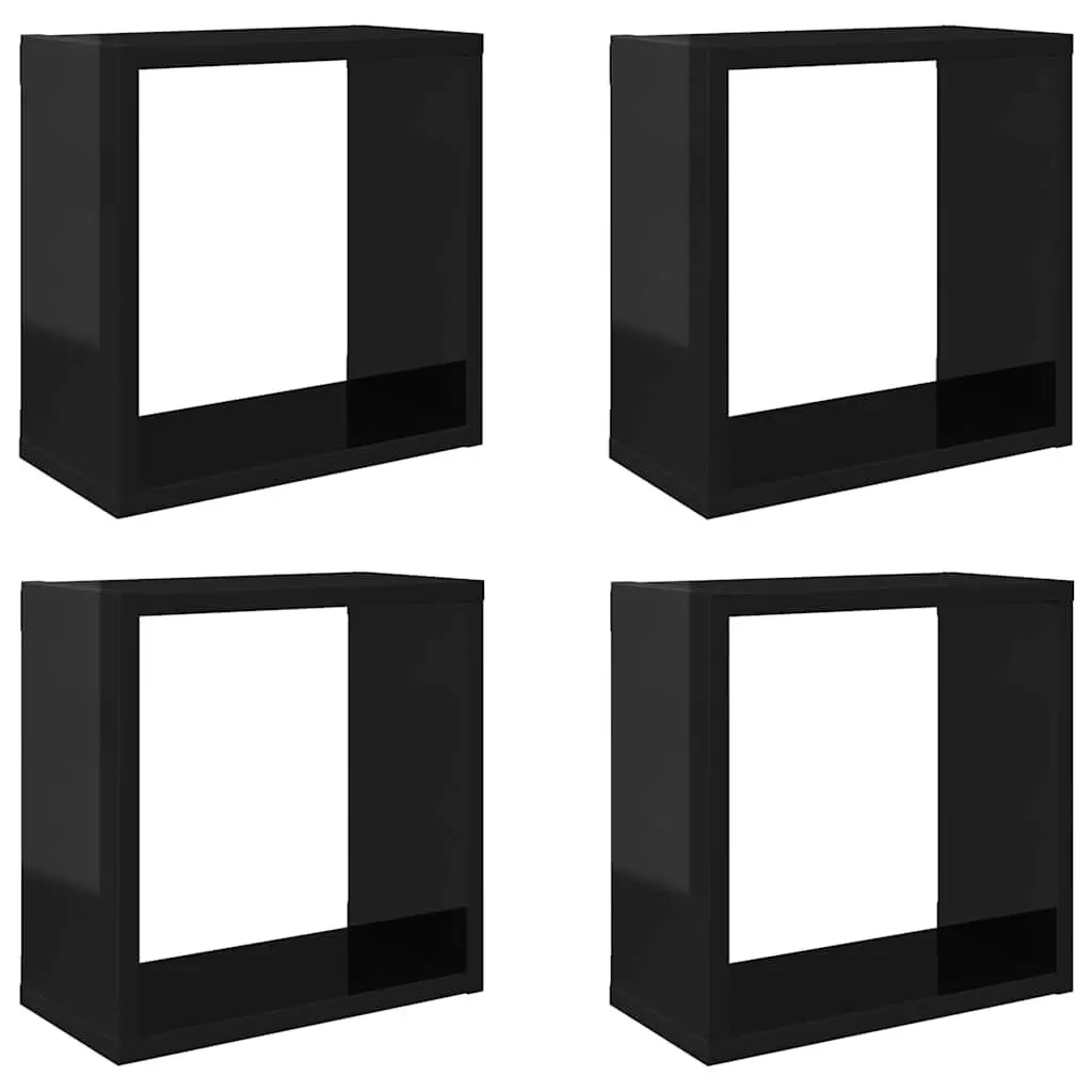 Wall Cube Shelves Floating Storage Display Set Black 30x15x30 cm