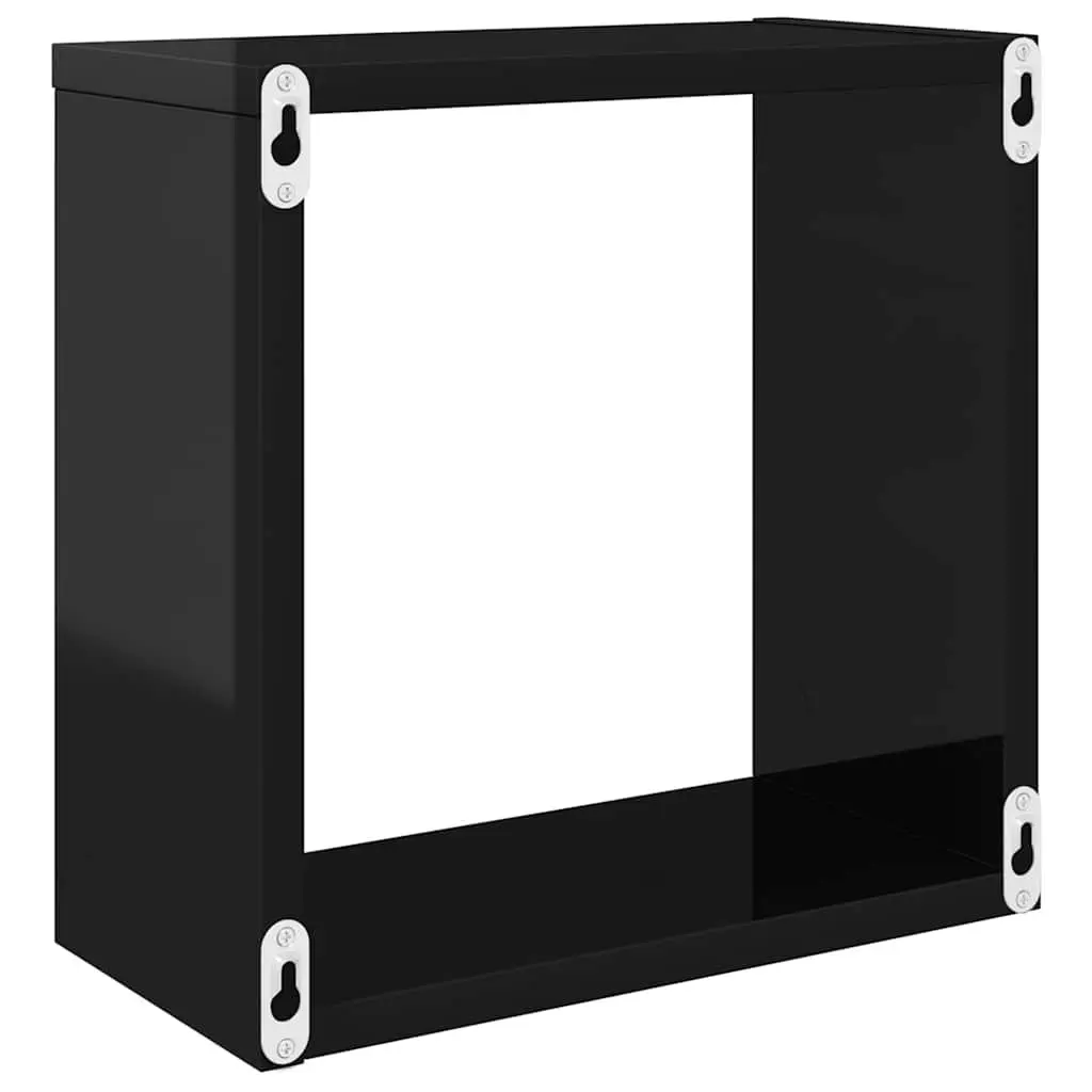Wall Cube Shelves Floating Storage Display Set Black 30x15x30 cm