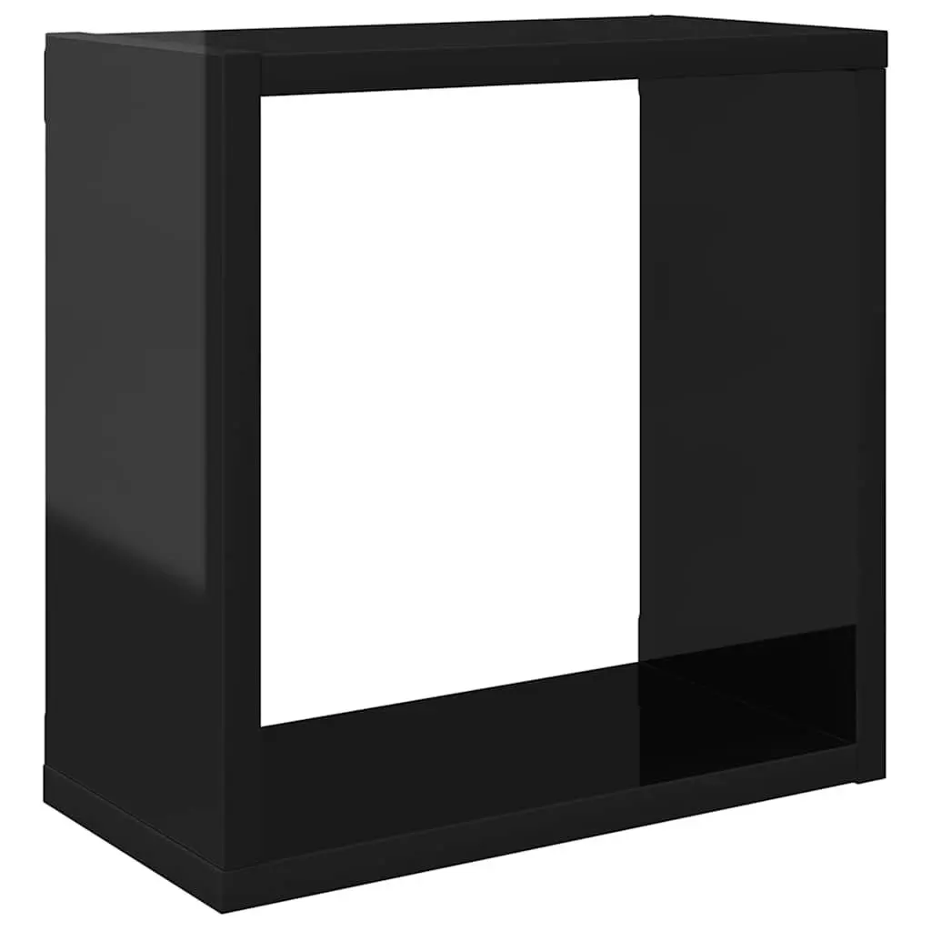 Wall Cube Shelves 6 Piece Set Floating Storage Display Black Hanging Organiser