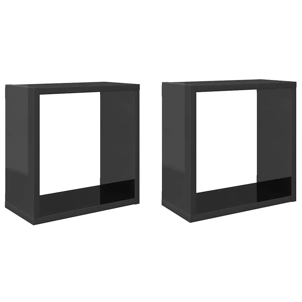 Floating Wall Shelves Set Grey Storage Display 2 Piece for Living Room Bedroom Kitchen
