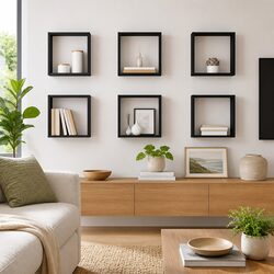 Value and Versatility: 6 Grey Floating Cube Shelves