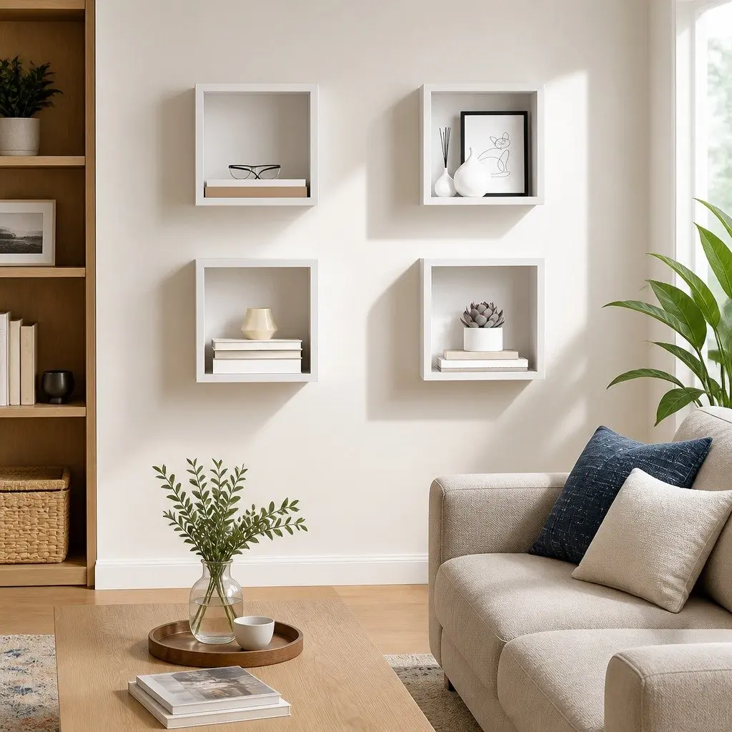 White Cube Shelves Set of 4 for Home Use