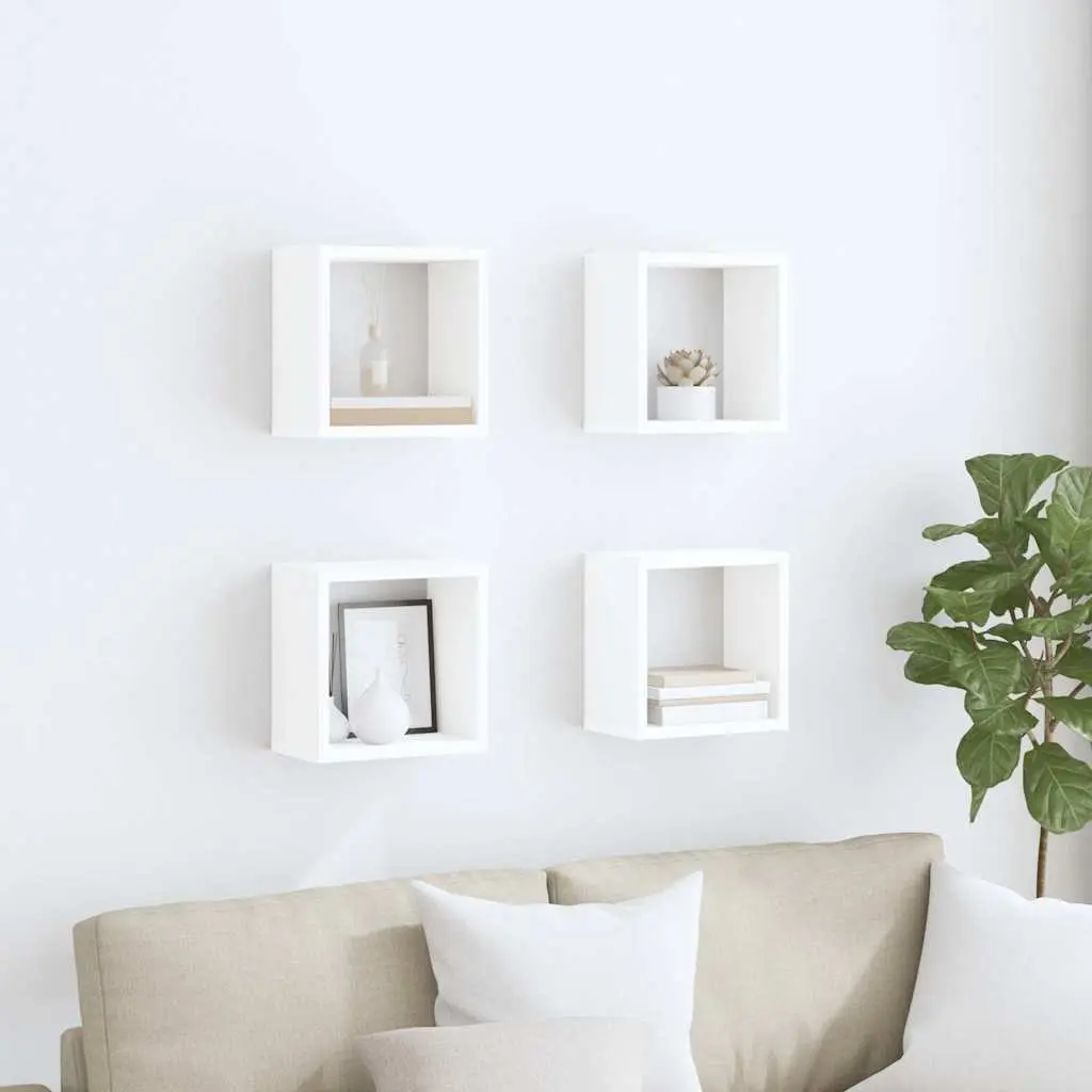 White Cube Shelves Set of 4 for Home Use