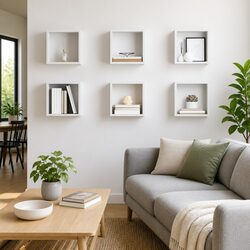 Wall Cube Shelves 6 Pcs White Floating Storage Display Organiser Bedroom Living