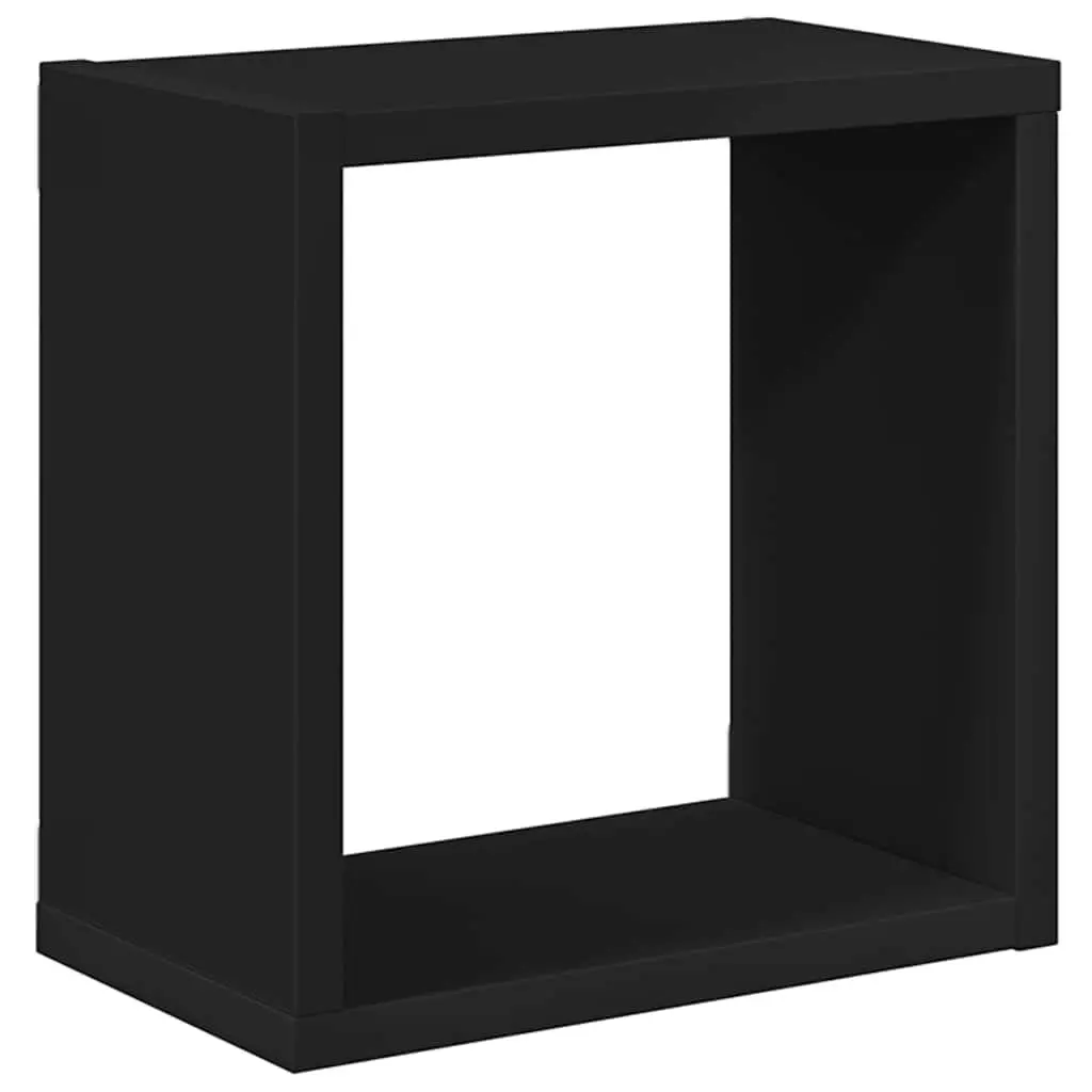 Wall Cube Shelves Set 2 pcs Black Floating Storage Display Organizer Living Room