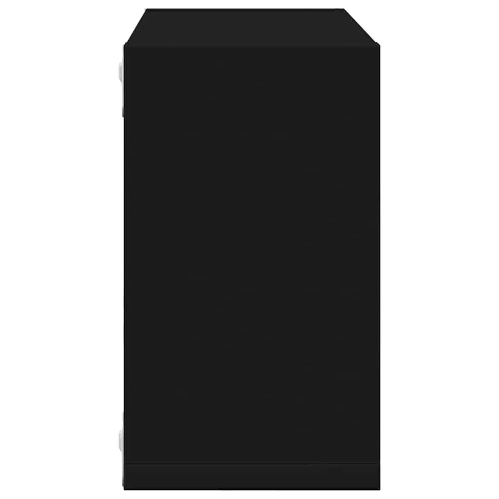 Wall Cube Shelves Set 2 pcs Black Floating Storage Display Organizer Living Room