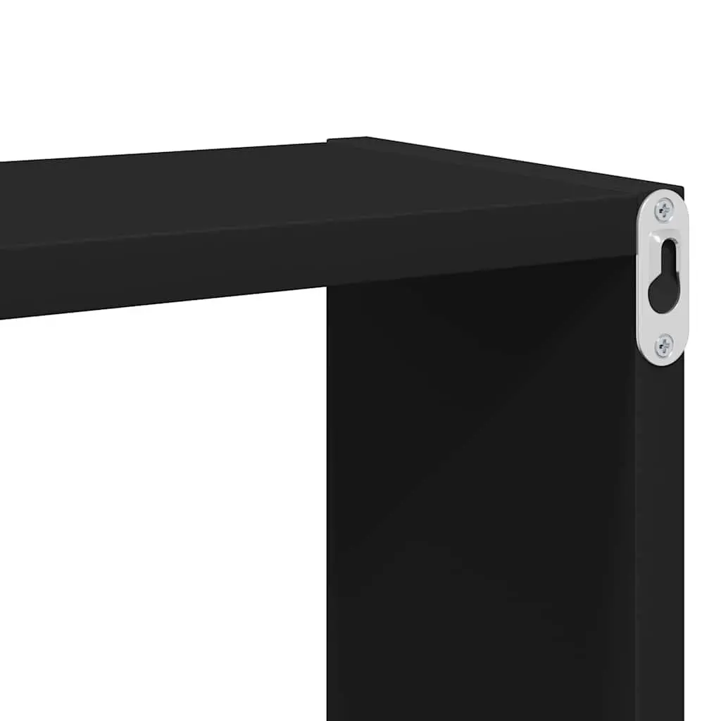 Wall Cube Shelves Set 2 pcs Black Floating Storage Display Organizer Living Room