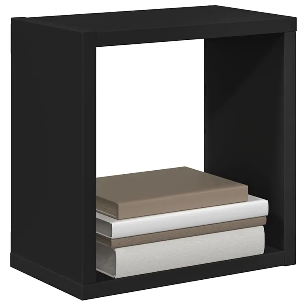 Wall Cube Shelves Set 2 pcs Black Floating Storage Display Organizer Living Room