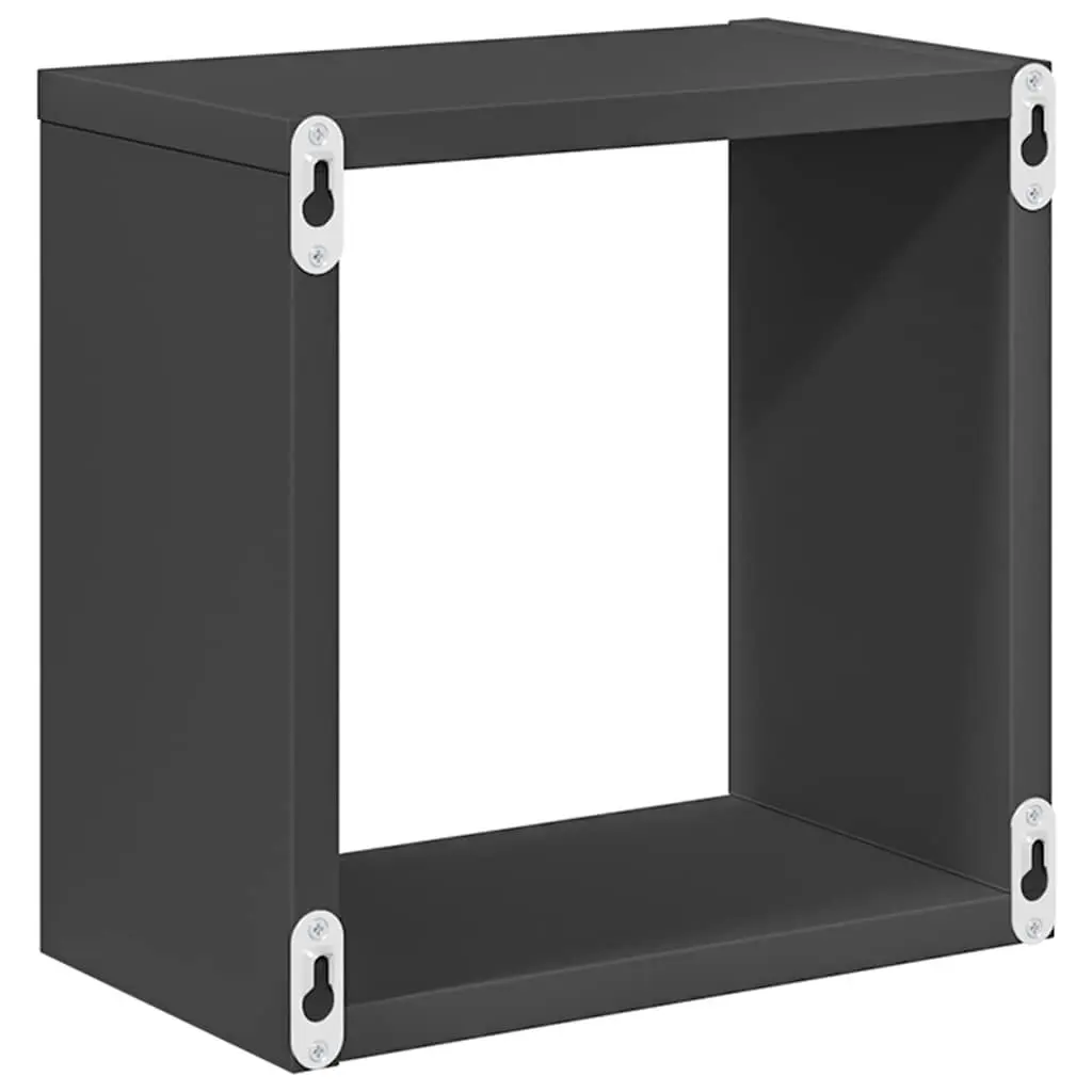 Wall Cube Shelves Storage Display Organizer 26 x 15 x 26 cm Grey 2 pcs
