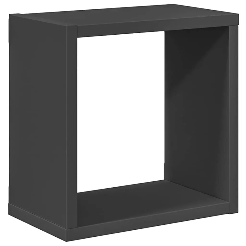 Wall Cube Shelves Set 4 Pcs Grey Floating Storage Display Shelving for Living
