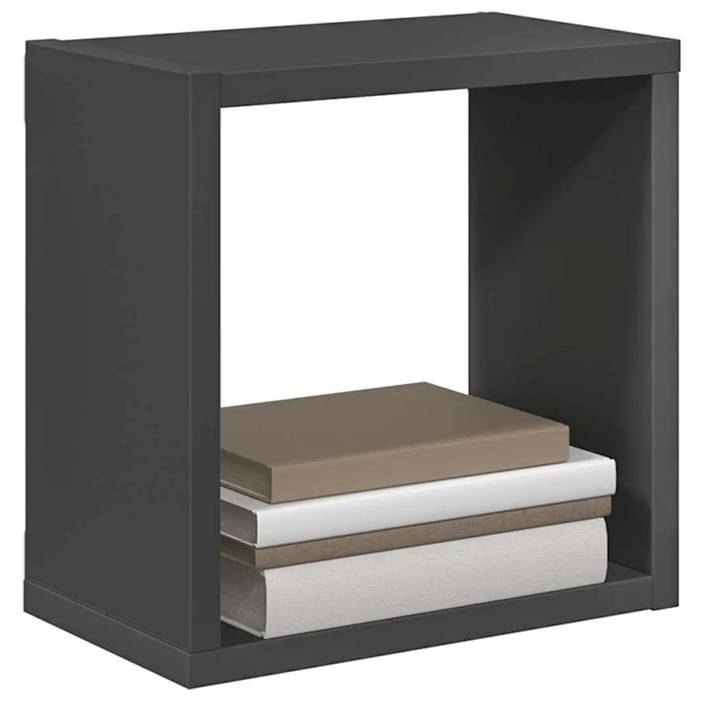 Wall Cube Shelves Set 4 Pcs Grey Floating Storage Display Shelving for Living