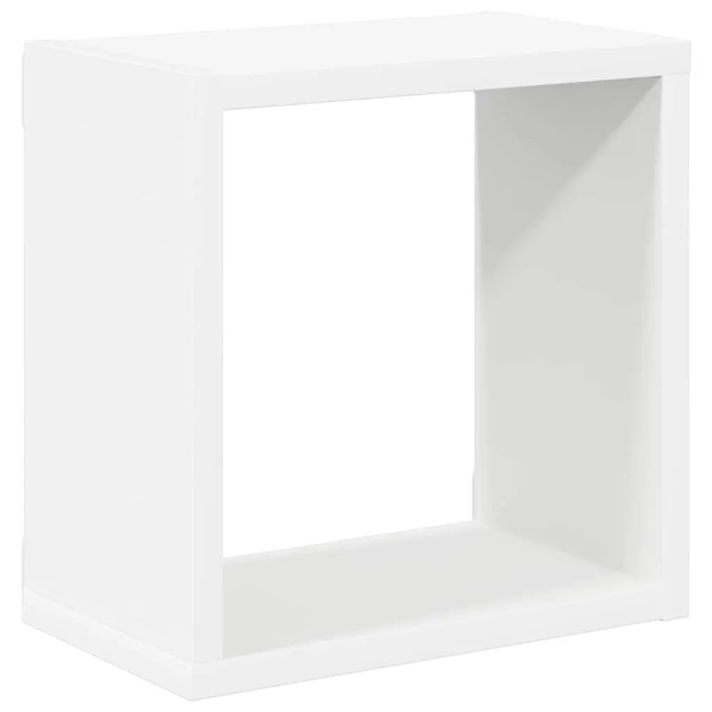 Floating Cube Shelves Set of 2 for Storage and Display White 26x15x26cm