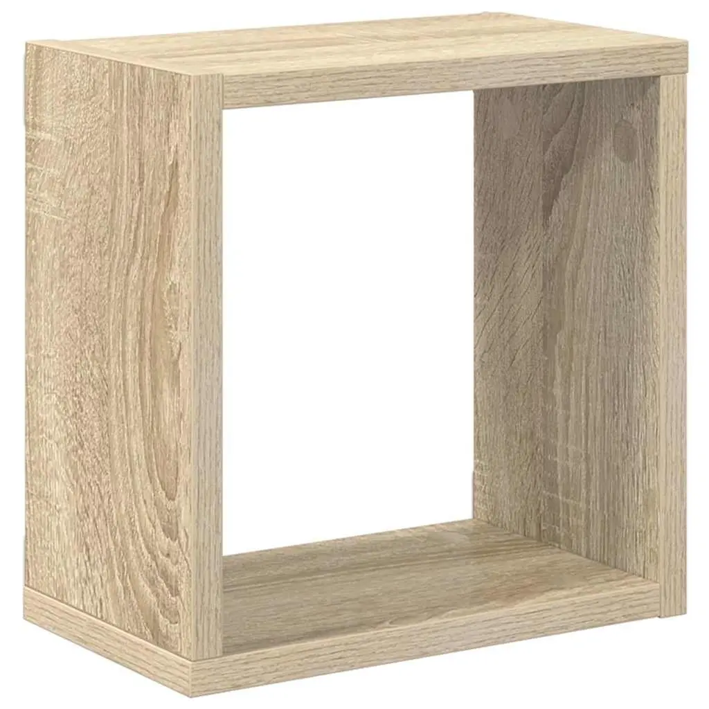 Wall Cube Shelves Storage Display Organizer 26x15x26cm White Sonoma Oak 4 Piece