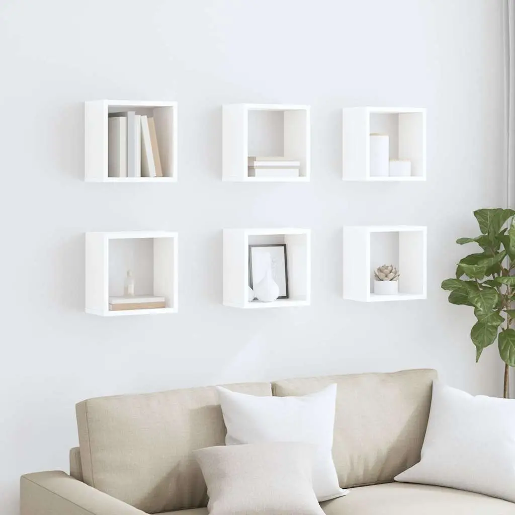 Wall Cube Shelves Set 6 Pieces Floating Display Storage Home Decor White