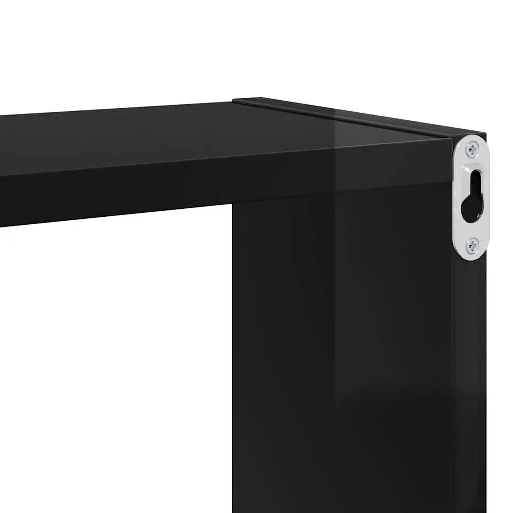 Wall Cube Shelves Display Storage 26x15x26cm Black 2 Piece