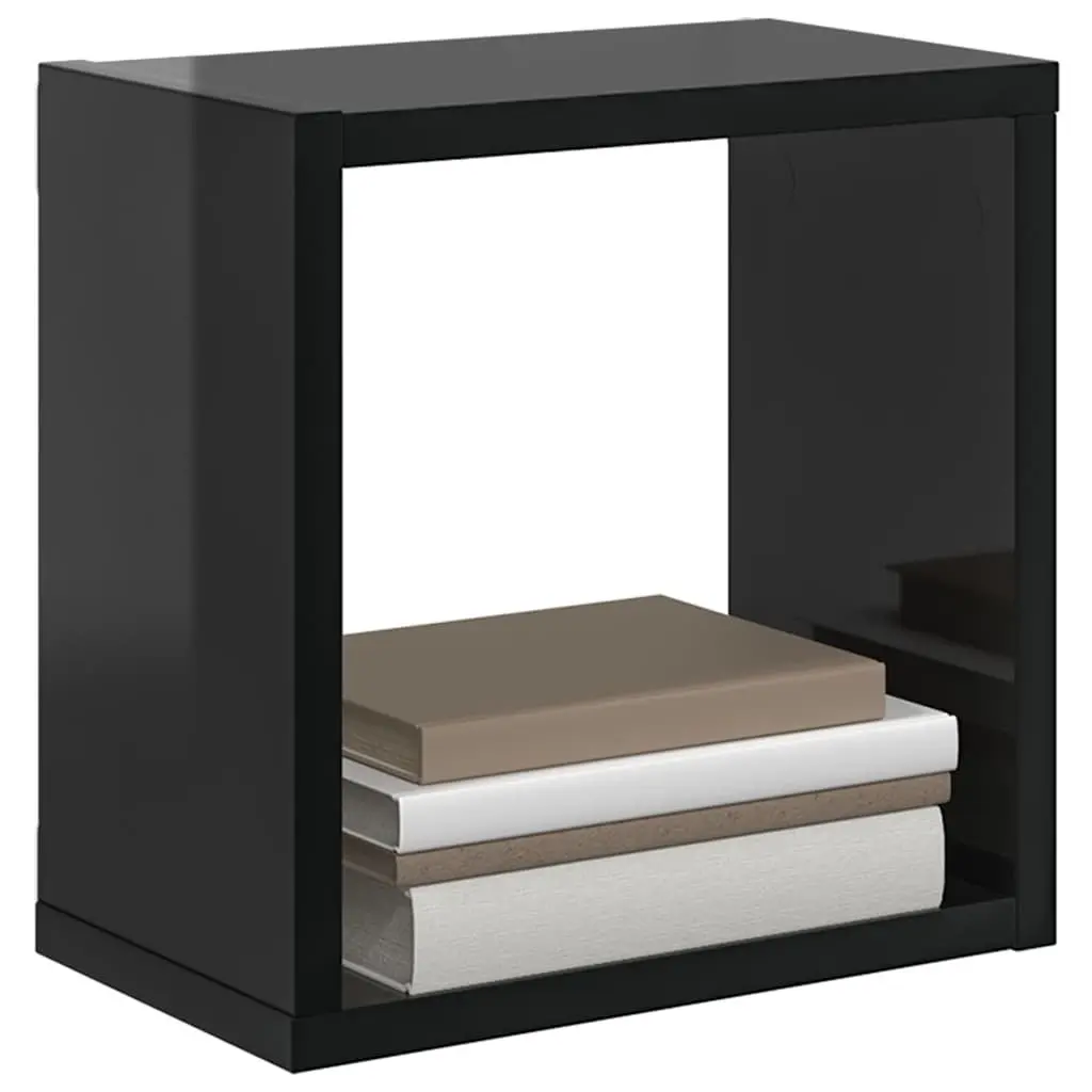 Wall Cube Shelves Display Storage 26x15x26cm Black 2 Piece