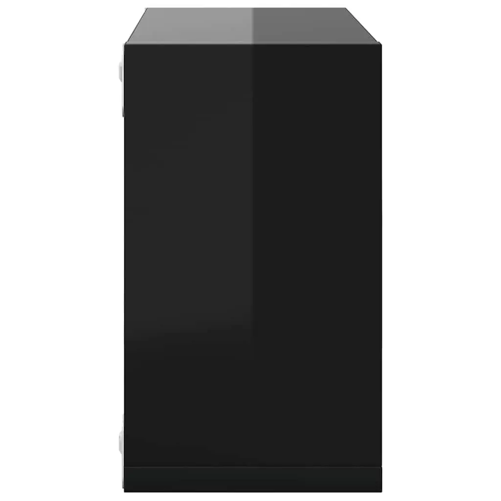 Wall Cube Shelves Floating Storage Display 26x15x26cm High Gloss Black 4 Pieces