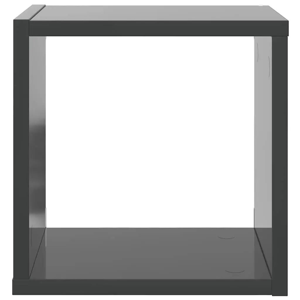 Wall Cube Shelves 2 pcs Grey Floating Storage Display Organizer 26x15x26 cm