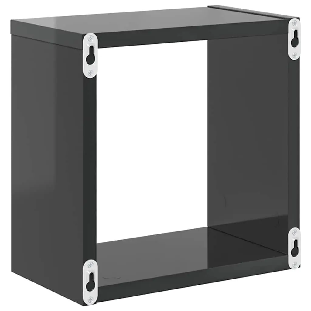 Wall Cube Shelves 4 Pieces Grey Floating Storage Display Home Decor Organizer