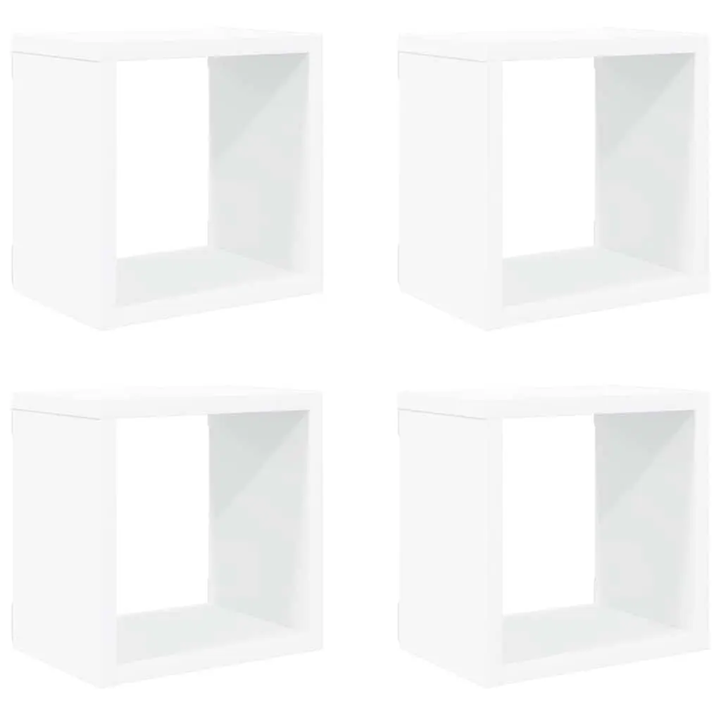 Wall Cube Shelves Set 4 pcs Floating Storage Display Organiser White 22 x 15 x 22 cm