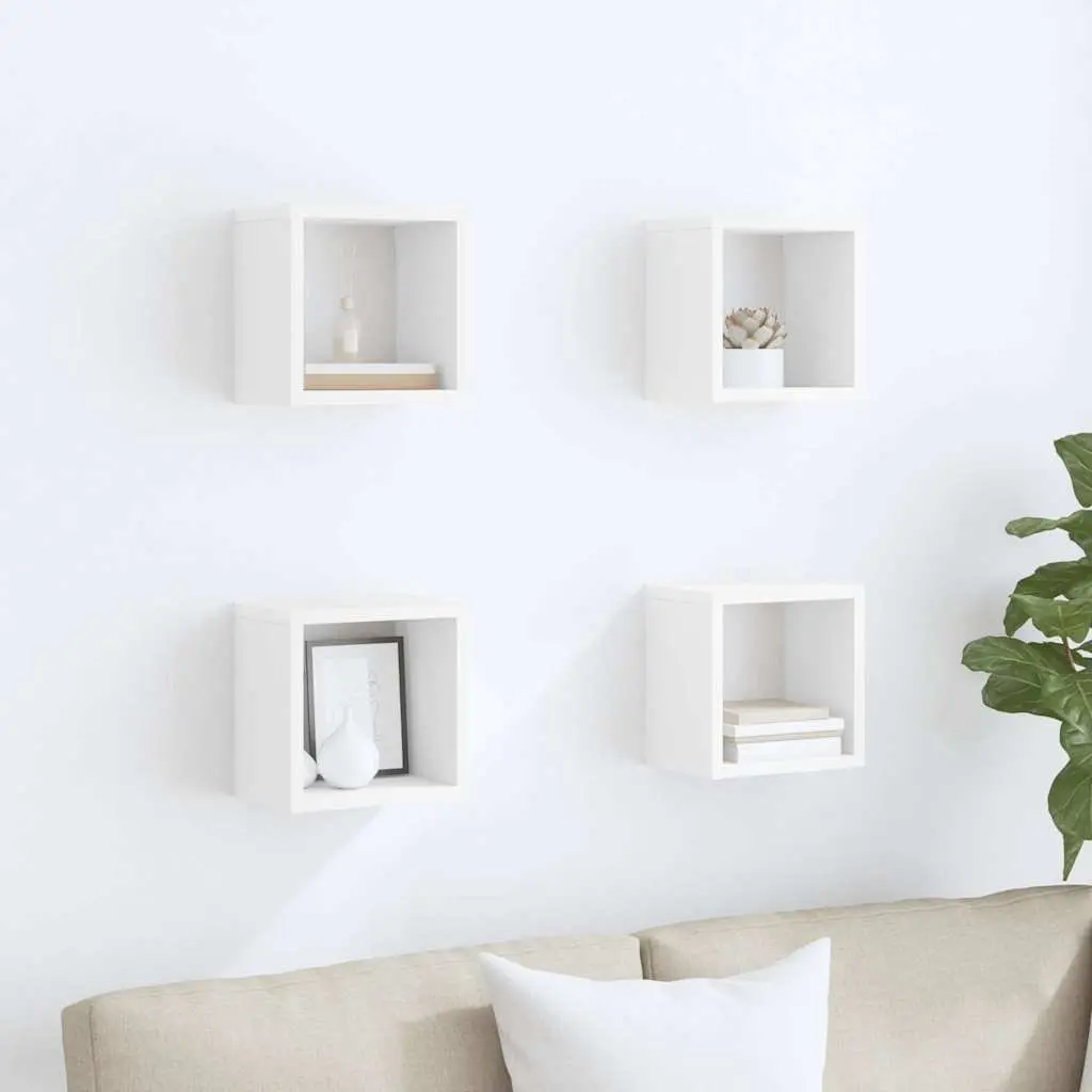 Wall Cube Shelves Set 4 pcs Floating Storage Display Organiser White 22 x 15 x 22 cm