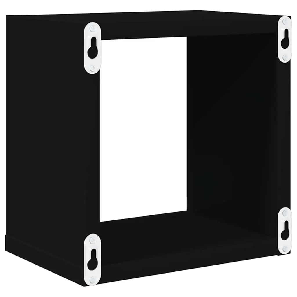 Wall Cube Shelves 4 Pieces Black Floating Storage Display Hanging Organizer