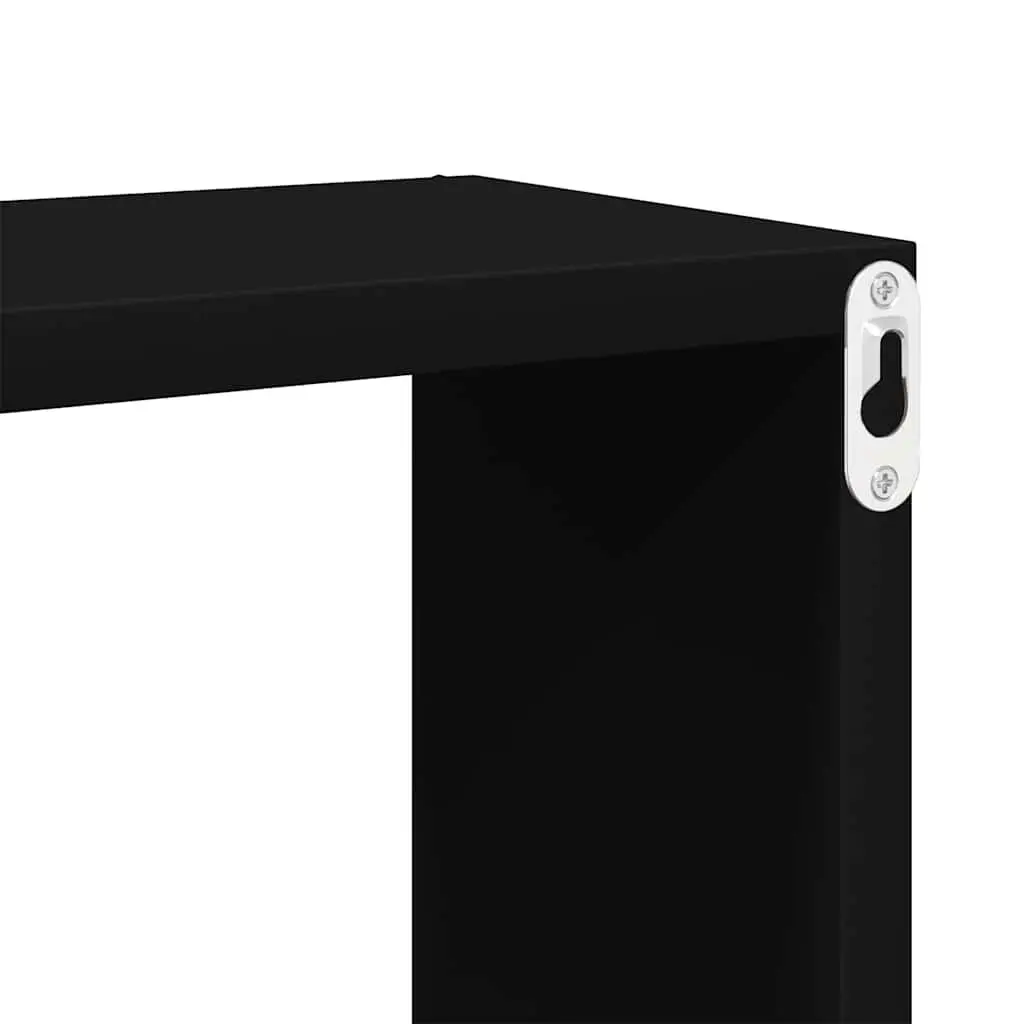 Wall Cube Shelves 4 Pieces Black Floating Storage Display Hanging Organizer