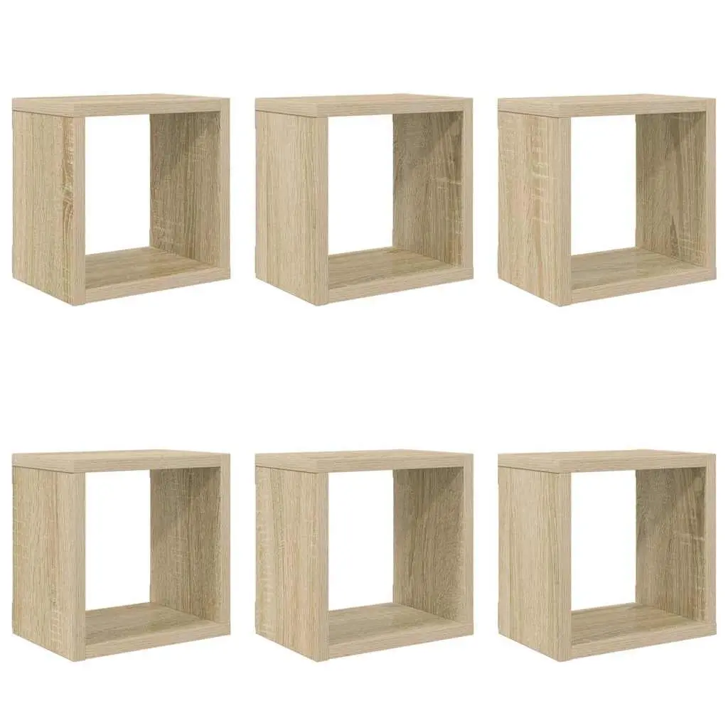 Wall Cube Shelves 6 Pieces Floating Storage Display Organizer Brown
