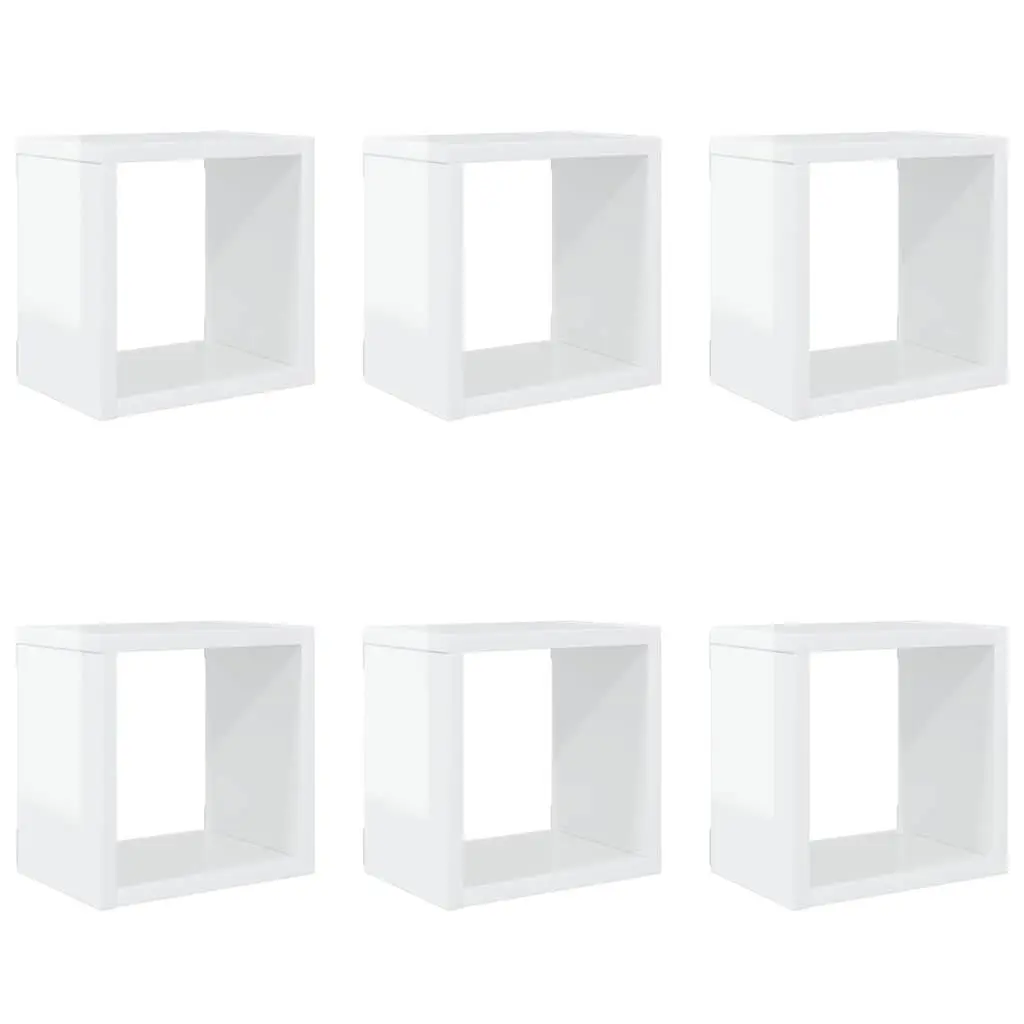 Wall Cube Shelves Set 6 pcs White Floating Storage Display Organiser Home Decor