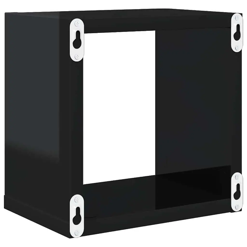 Wall Cube Shelves 6 Pieces Black Floating Storage Display Organiser Home Decor