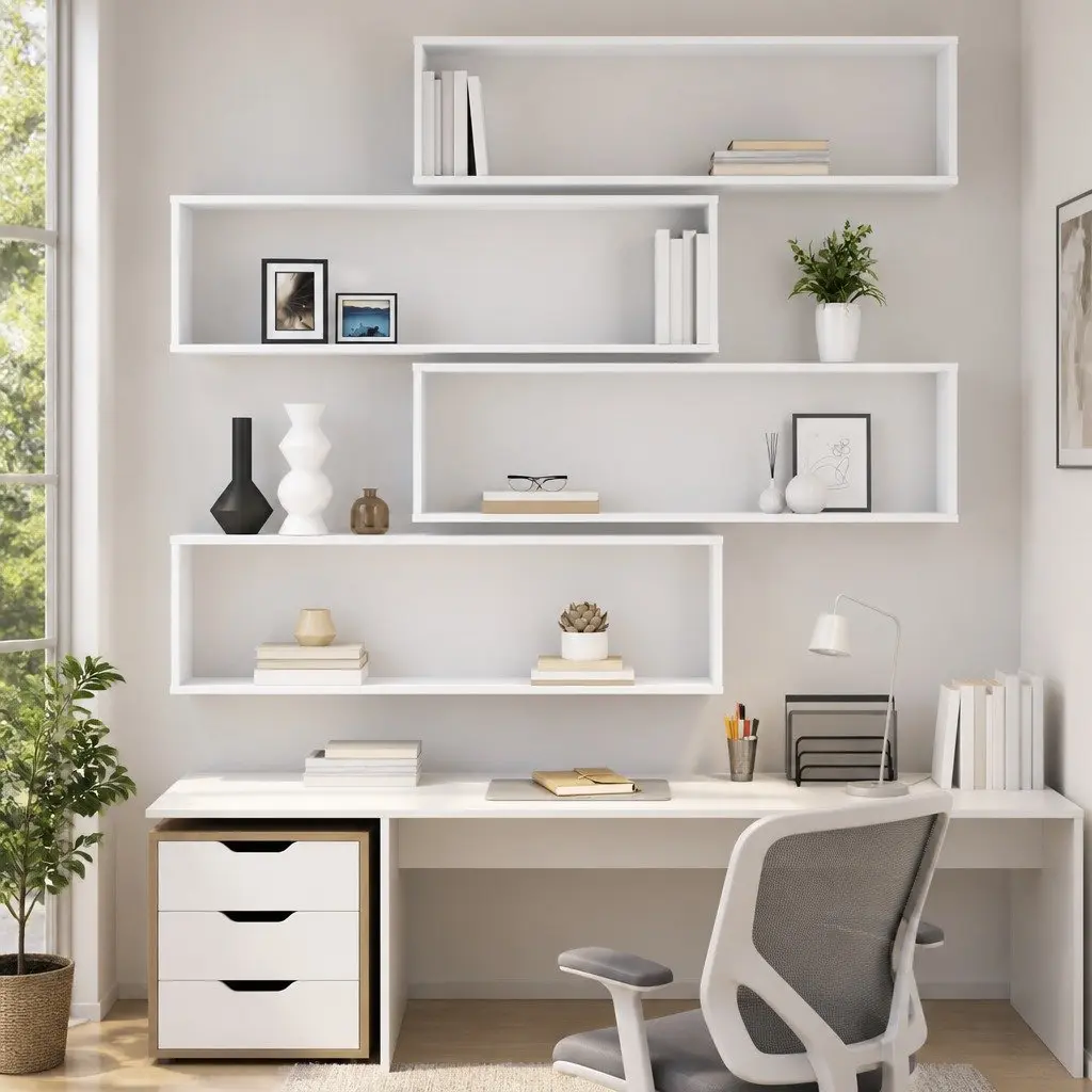 Wall Cube Shelves Set 4 Piece Display Storage Floating Shelving White