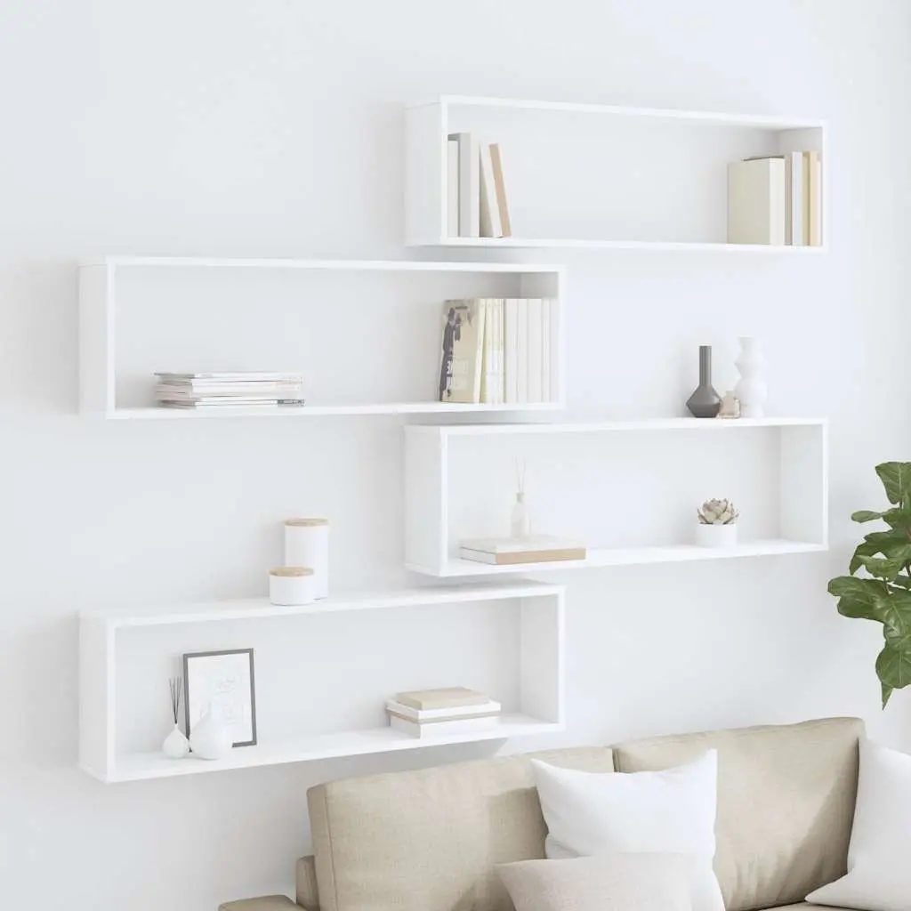 Wall Cube Shelves Set 4 Piece Display Storage Floating Shelving White