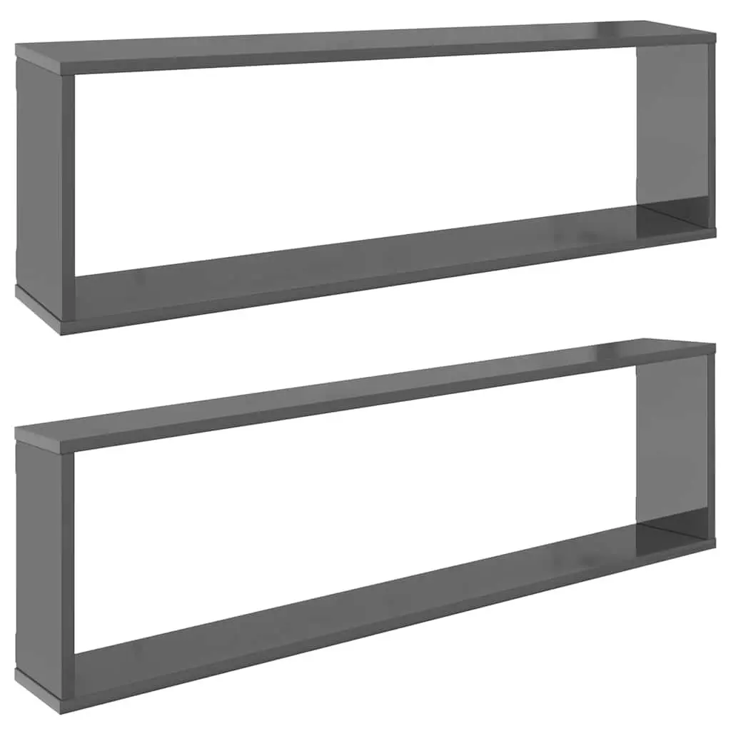 Wall Cube Shelves Display Storage 100x15x30 cm Grey 2 Piece