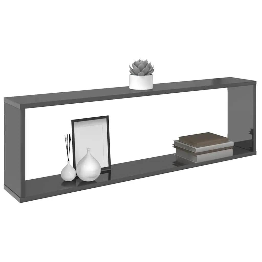 Wall Cube Shelves Display Storage 100x15x30 cm Grey 2 Piece