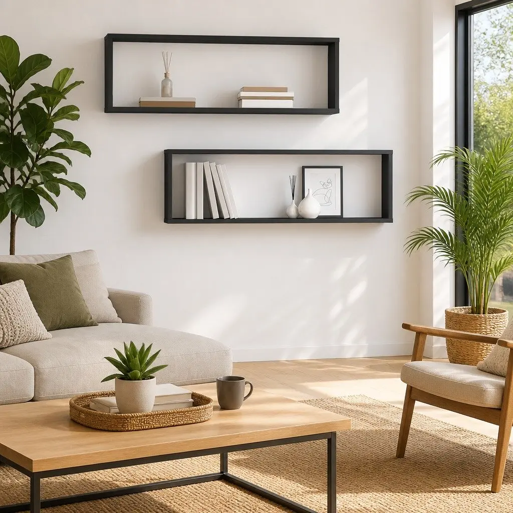 Floating Shelves 2 Piece Cube Storage 80x15x26.5cm Display Grey