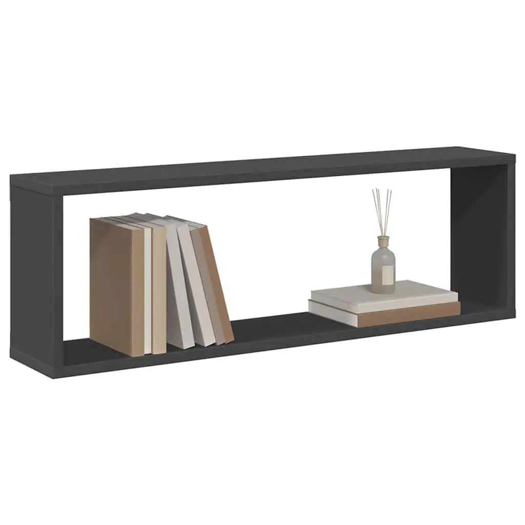 Floating Shelves 2 Piece Cube Storage 80x15x26.5cm Display Grey