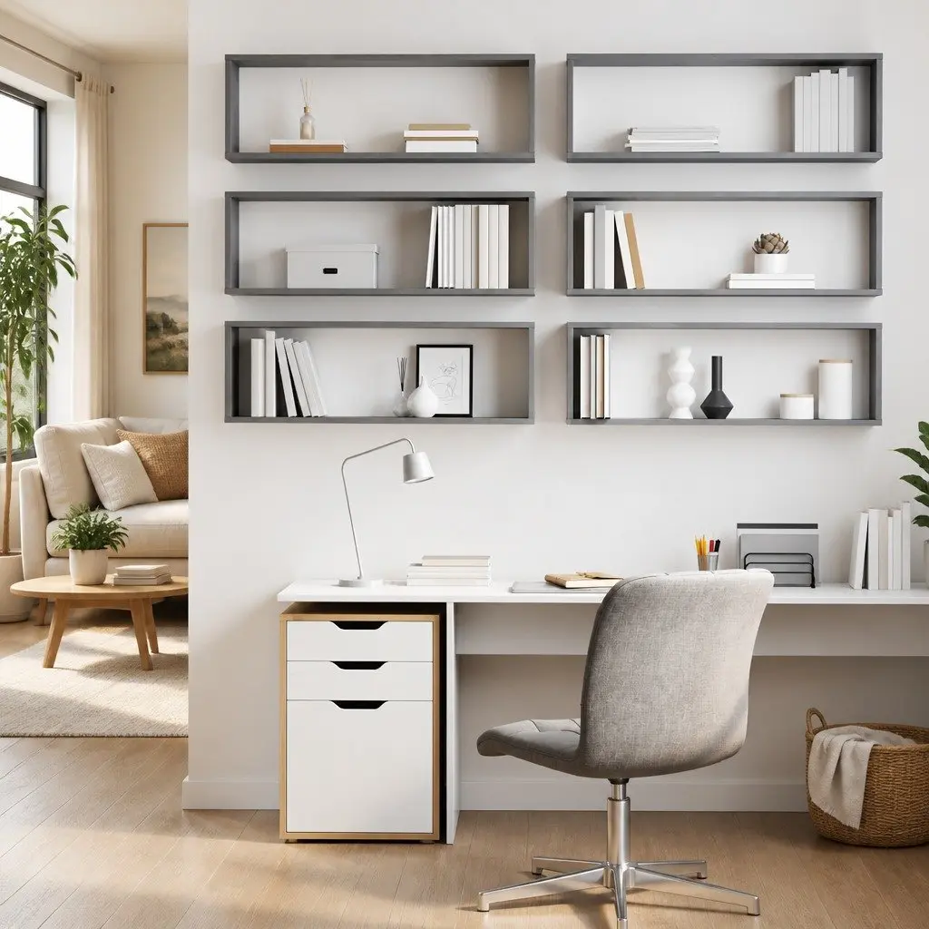 Cube Shelves Set Grey Engineered Wood 6 Piece Wall Mounted Display Storage Unit