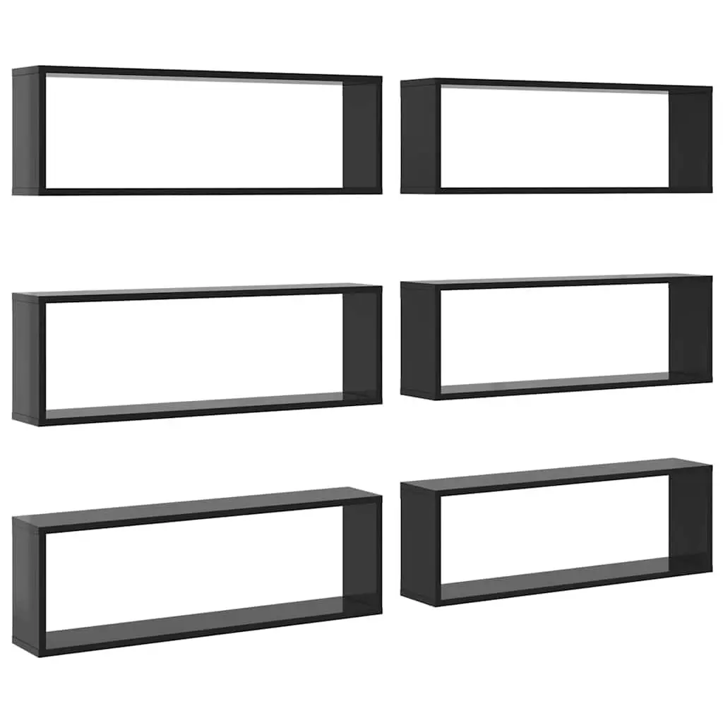 Wall Cube Shelves Set 6 Pieces Grey Storage Display Floating Shelving Unit