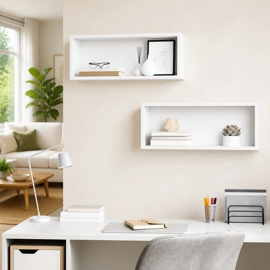 Wall Cube Shelves Floating Storage Display Unit 60 x 15 x 23 cm White 2 Piece