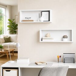 Wall Cube Shelves 2 pcs White Floating Storage Display Shelving Unit