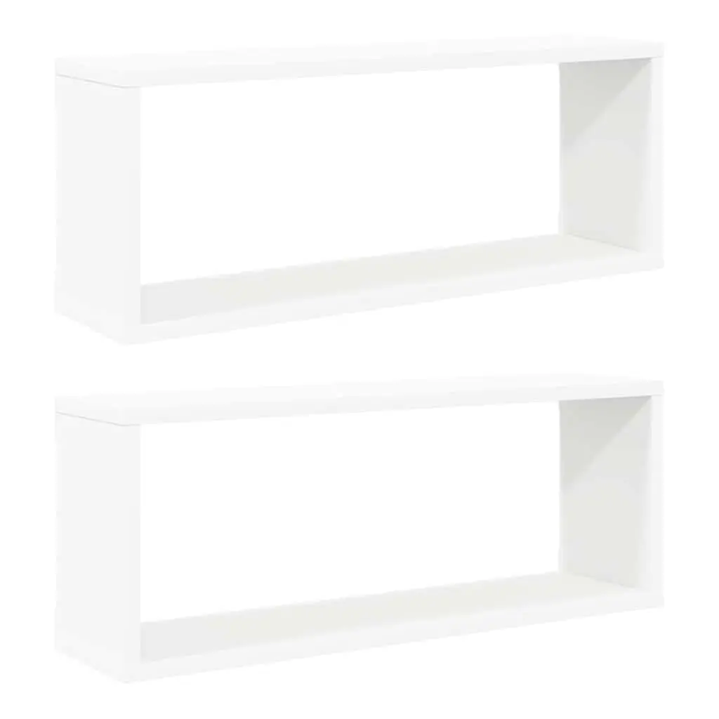 Wall Cube Shelves Floating Storage Display Unit 60 x 15 x 23 cm White 2 Piece