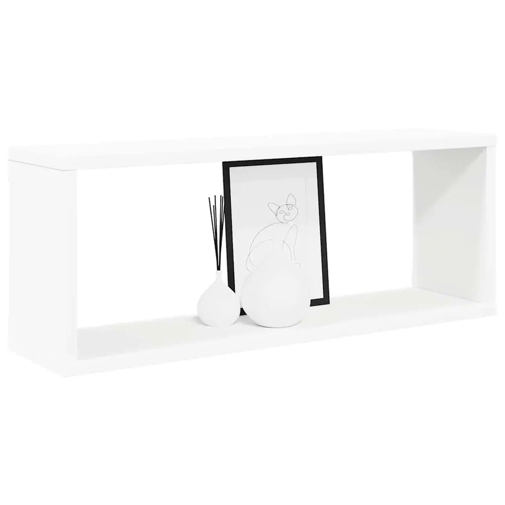 Wall Cube Shelves Floating Storage Display Unit 60 x 15 x 23 cm White 2 Piece