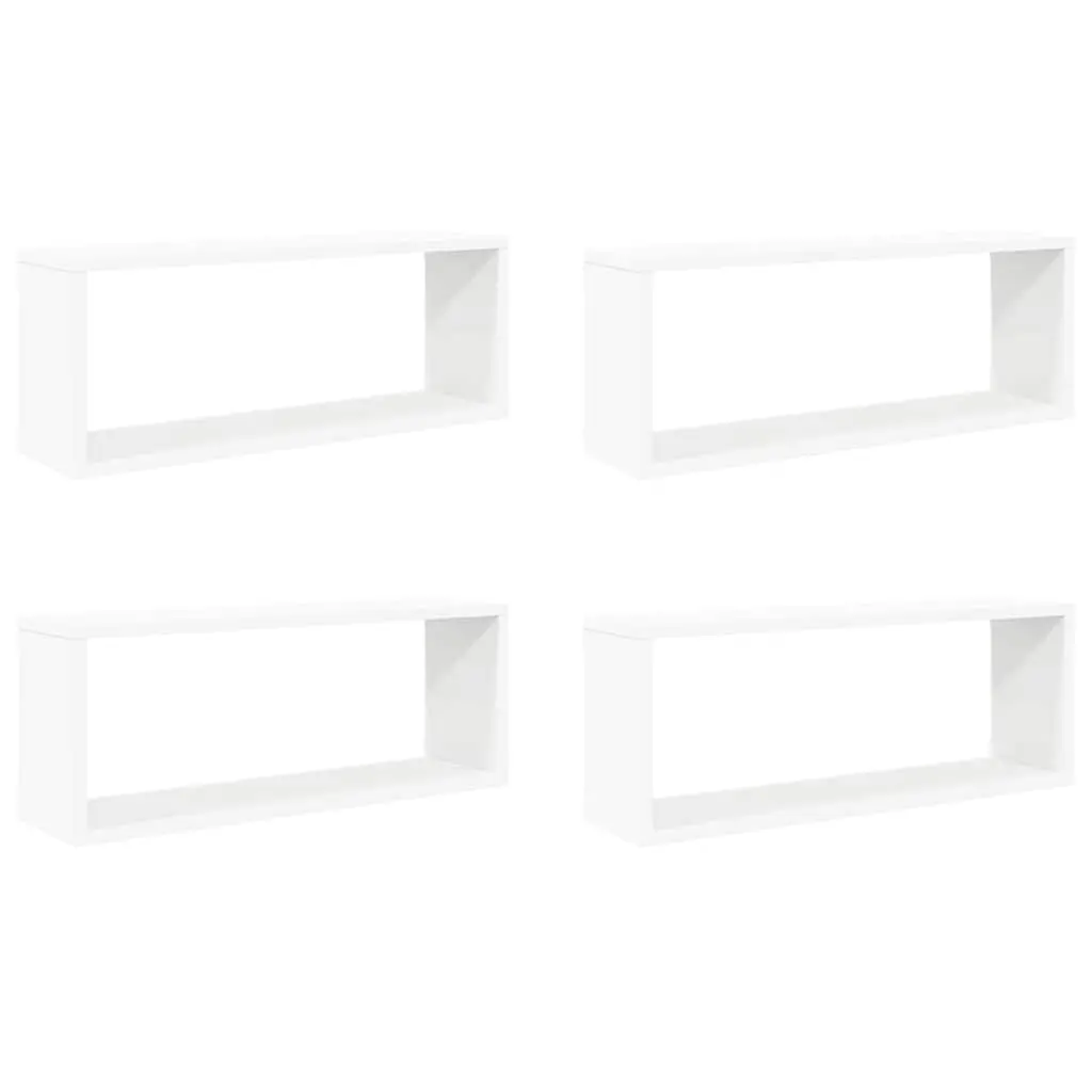 4-Piece White Wall Cube Shelves Set