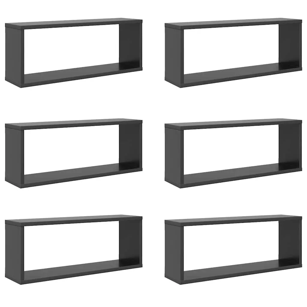 Wall Cube Shelves Storage Display Organizer 6 Piece Grey