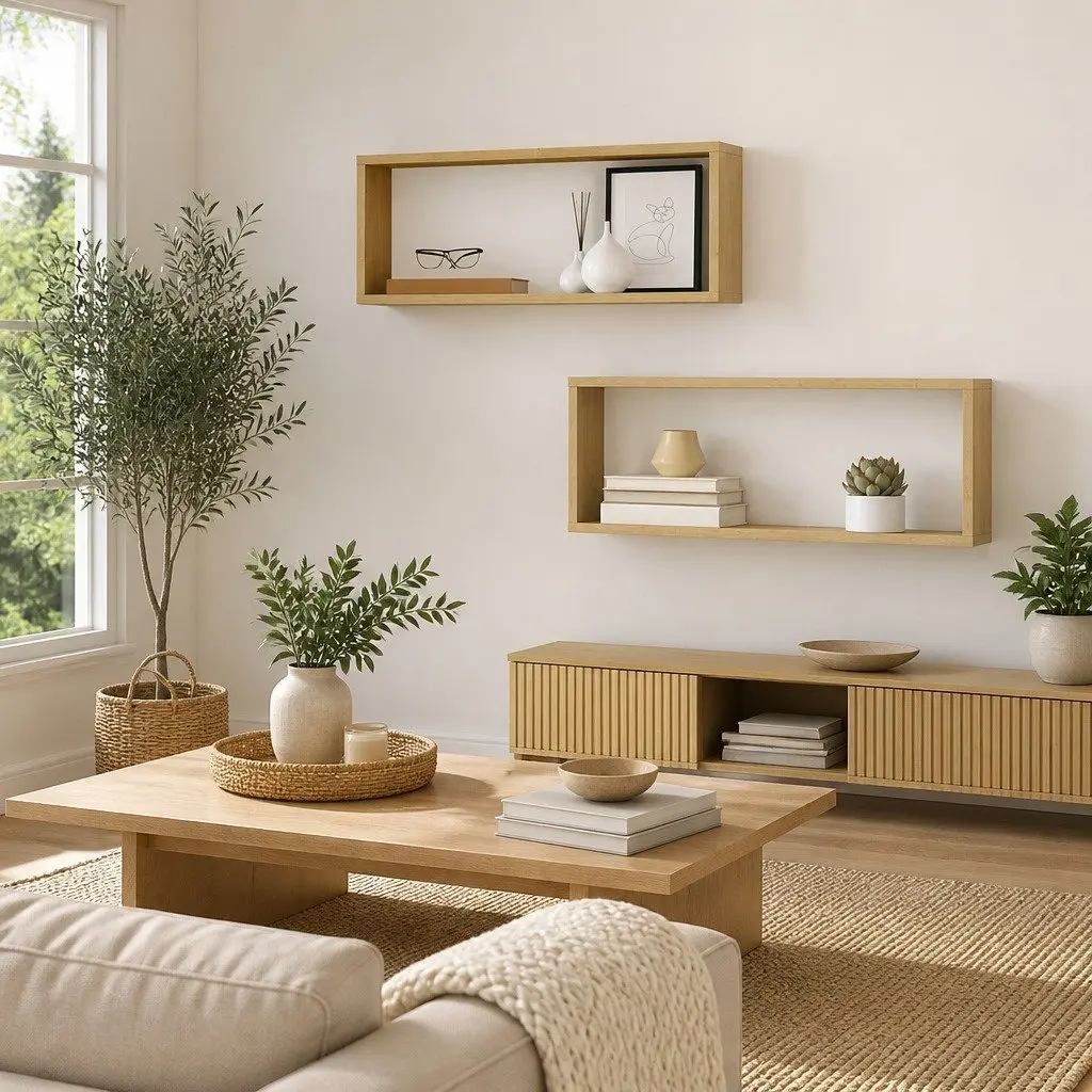 Wall Cube Shelves Storage Display Floating Shelving Unit 60 x 15 x 23 cm Sonoma Oak Set of 2