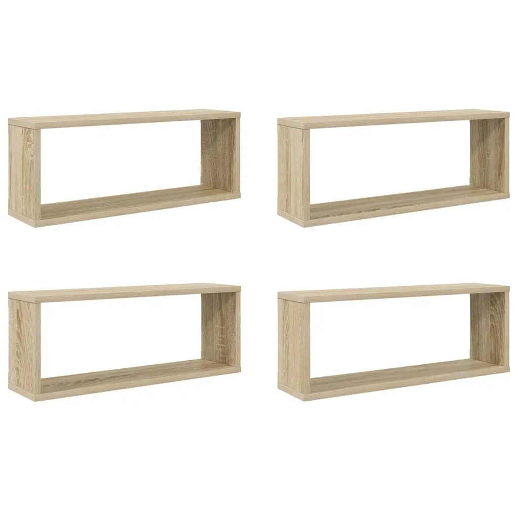 Wall Cube Shelves Storage Display Organiser Set 4 Piece Brown