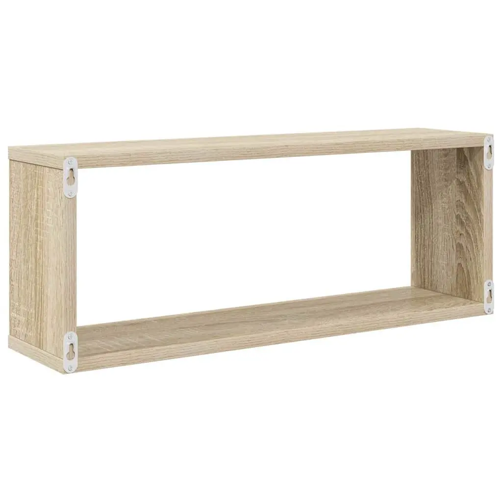 Wall Cube Shelves Storage Display Organiser Set 4 Piece Brown