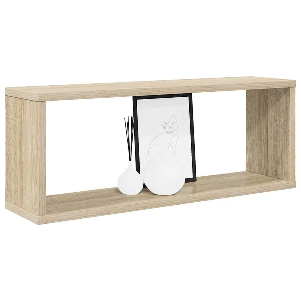 Wall Cube Shelves Storage Display Organiser Set 4 Piece Brown