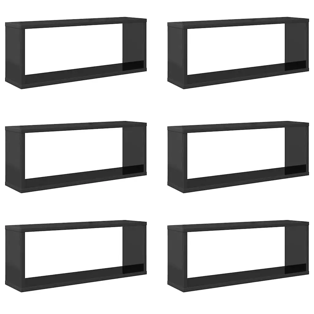 Wall Cube Shelves Grey Storage Display Floating Shelving Set 6 Pieces