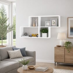 Reliable White Wall Shelf Unit with Minimalist Design